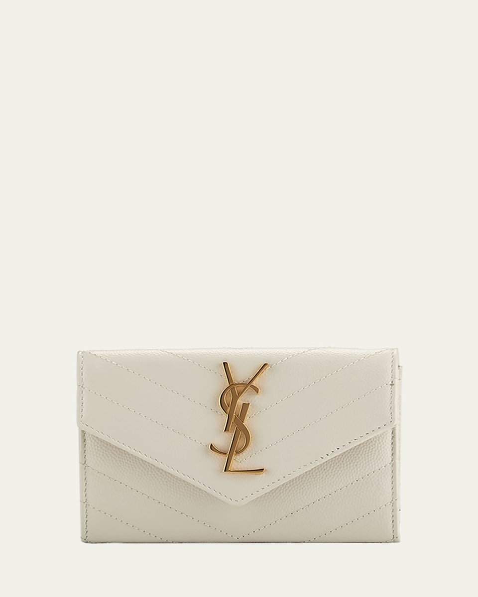 YSL Monogram Small Flap Wallet in Grained Leather